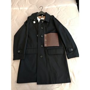 Monogram leather detail cotton gabardine car coat NWT